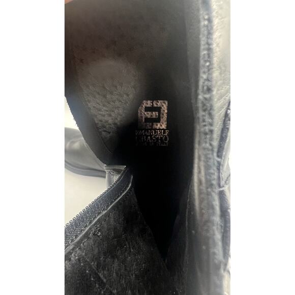 Emanuele Crasto Black Leather Motorcycle Combat Boots Made In Italy Size 39/8.5 - Picture 8 of 8